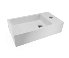 Wiesbaden Solid surface fontein rechts 40 x 22 x 10 cm mat wit