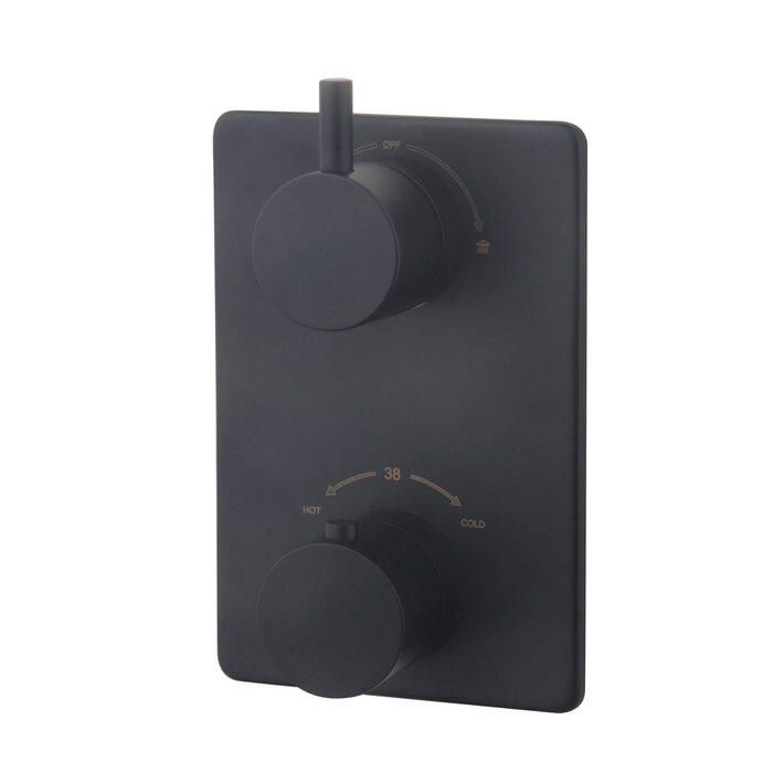 Caral afbouwdeel inbouwthermostaat 2 weg mat zwart