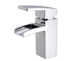 Rombo waterval wastafelkraan met clickwaste chroom