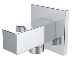 Wandaansluitbocht met handdouchehouder vierkant 1/2" chroom