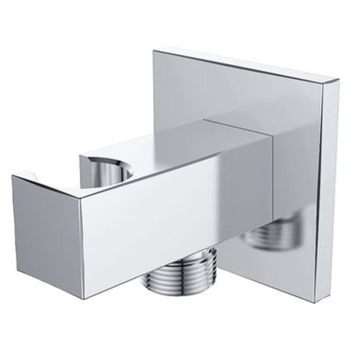 Wiesbaden Wandaansluitbocht met handdouchehouder vierkant 1/2" chroom
