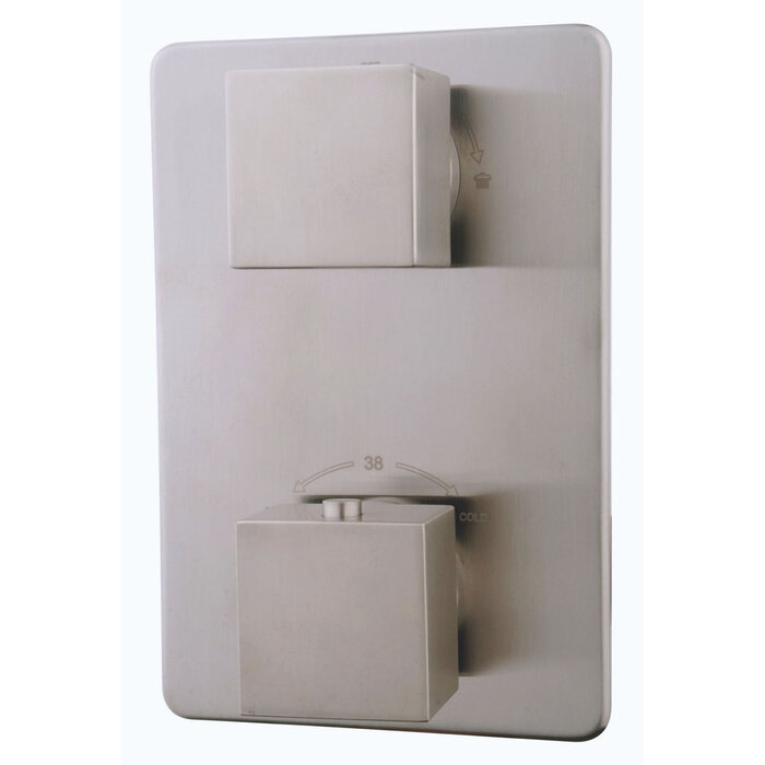 Rombo afbouwdeel inbouwthermostaat 2 weg geborsteld staal