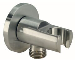 Wandaansluitbocht met handdouchehouder rond 1/2" geborsteld staal