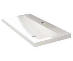 Wiesbaden Flag wastafel enkel met 1 kraangat 100x36x4 cm kunstmarmer glans wit