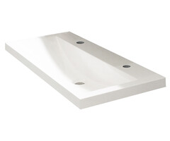 Wiesbaden Flag wastafel enkel met 2 kraangaten 100x36x4 cm kunstmarmer glans wit