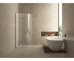 Double cabine kwartrond met 2 draaideuren 900 x 900 x 2000 x 8 mm nano helder glas/chroom