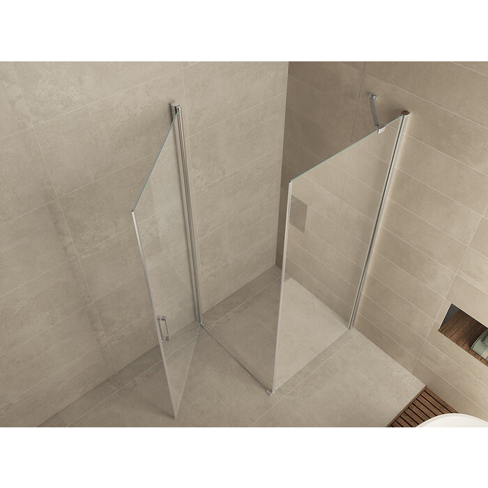 Salone cabine met 1 draaideur 1000 x 1000 x 2000 x 8 mm nano helder glas/chroom
