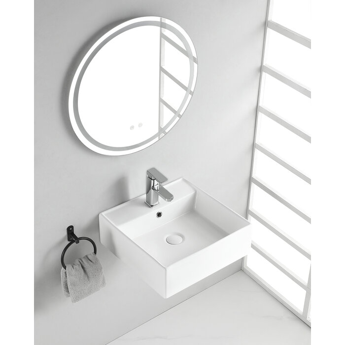 Larx waskom vierkant 41 x 41 x 15 cm keramiek glans wit