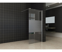 Wiesbaden Comfort inloopdouche 700 x 2000 x 10 mm nano helder glas met melkglas middenband/chroom