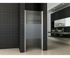 Partly nisdeur rechts 1000 x 2000 x 8 mm nano helder glas met melkglas middenband/chroom