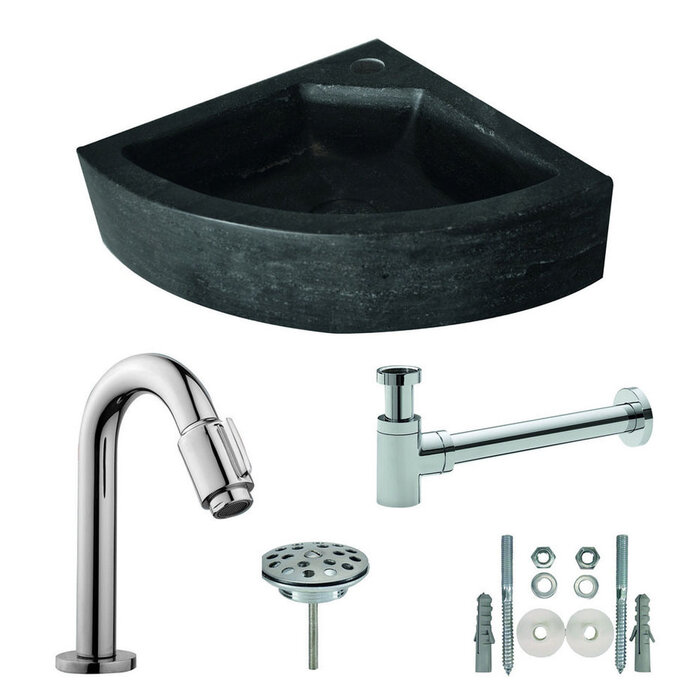 One Pack Hardstenen hoekfontein 30x30x10 compl.