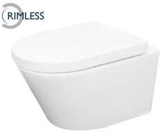 Vesta wandcloset rimless met Vesta toiletzitting softclose en quick release glans wit