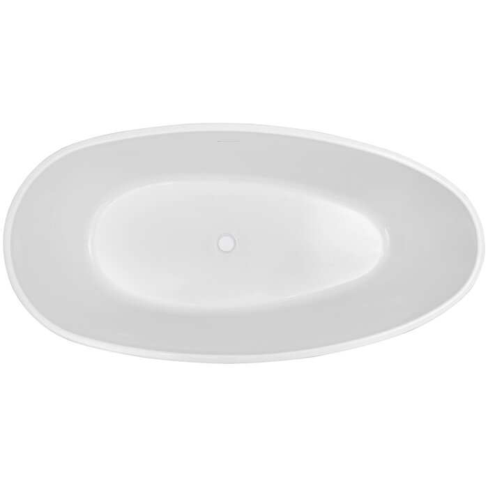Wiesbaden Ellips vrijstaand bad 180 x 90 x 60 cm acryl glans wit met waste glans wit