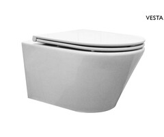 Vesta wandcloset met Flatline toiletzitting softclose en quick release glans wit