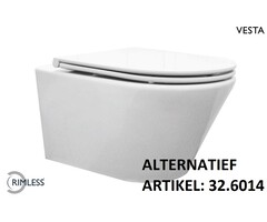 Vesta wandcloset rimless met Flatline toiletzitting softclose en quick release glans wit