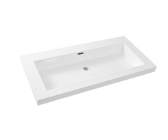 Wiesbaden Wiesbaden Vision wastafel enkel zonder kraangat 100x46x5,5 cm kunstmarmer glans wit