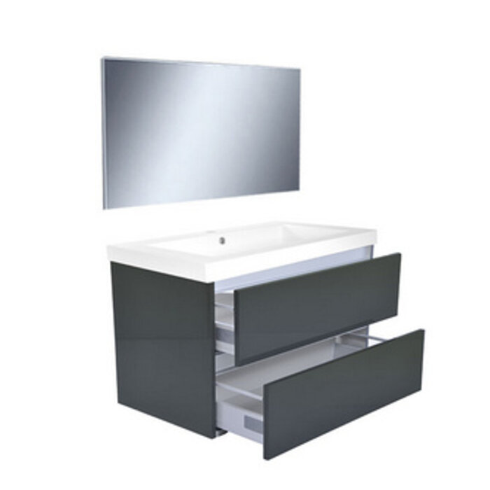 Wiesbaden Vision meubelset (incl. spiegel) 80 cm hoogglans grijs