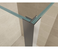 Zijpaneel 35 x 200 cm met hoekprofiel voor inloopdouche chroom met 10 mm NANO ged.matglas