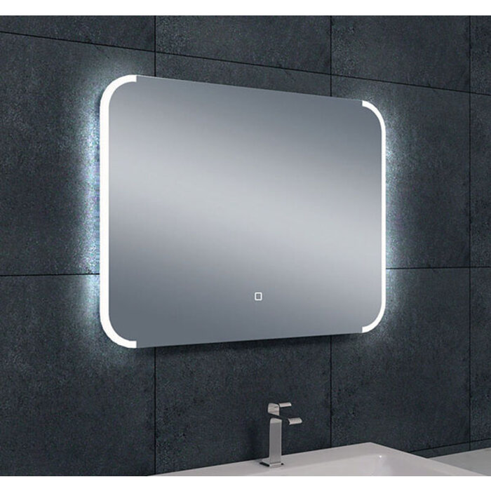 Bracket spiegel rechthoek met LED, dimbaar en spiegelverwarming 80 x 60 cm