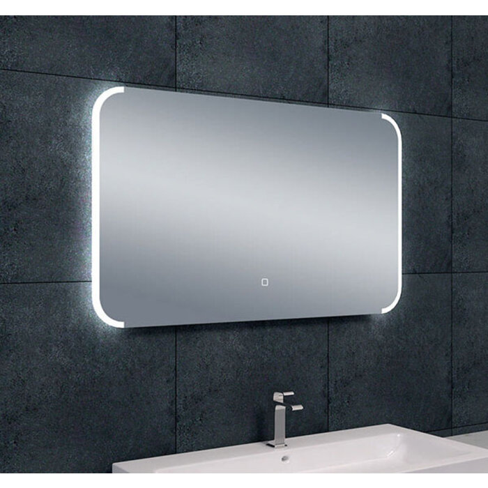 Bracket spiegel rechthoek met LED, dimbaar en spiegelverwarming 100 x 60 cm