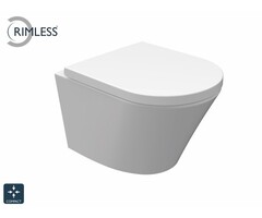 Vesta junior wandcloset rimless verkort met Vesta Junior toiletzitting softclose en quick release glans wit