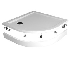 voorzetpaneel + poten tbv 1/4 r.douchebak acryl 90x90x4 wit