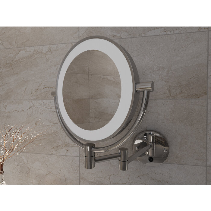 Wiesbaden wand scheerspiegel met led verlichting chroom