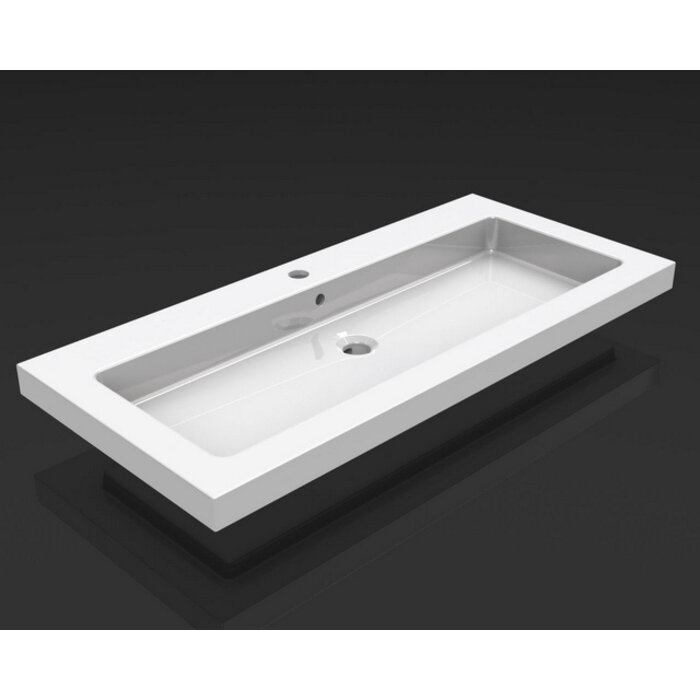 Wiesbaden Kera wastafel enkel met 1 kraangat 100x46x5 cm keramiek glans wit