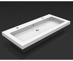 Wiesbaden Kera wastafel enkel met 2 kraangaten 100x46x5 cm keramiek glans wit