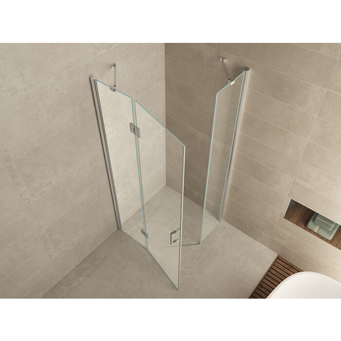 Pento cabine met 1 draaideur 1000 x 1000 x 2000 x 8 mm nano helder glas/chroom