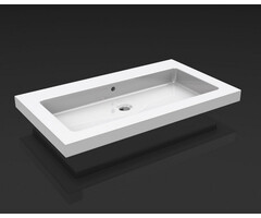 Wiesbaden Kera wastafel enkel zonder kraangat 60x46x5 cm keramiek glans wit