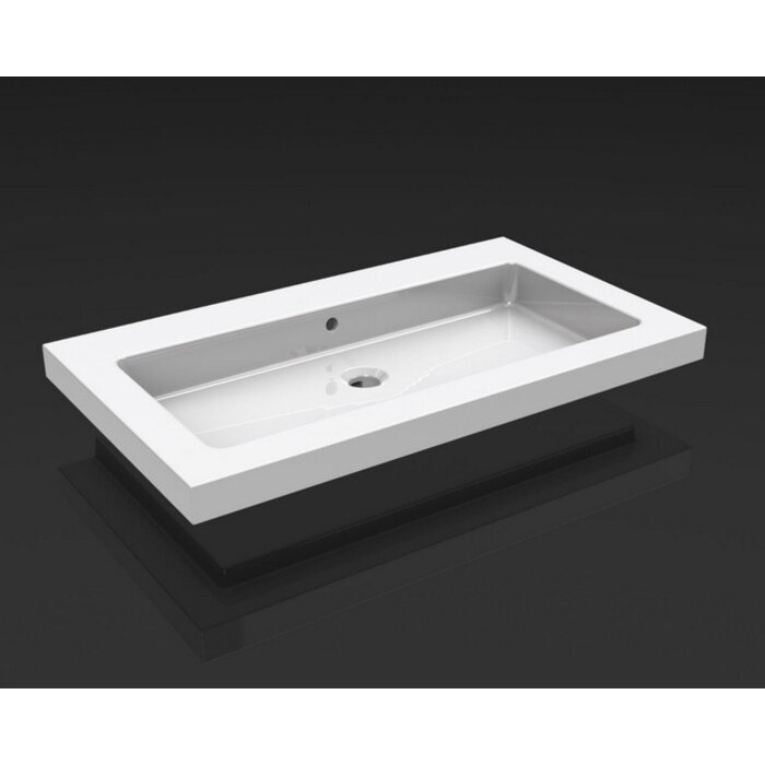 Wiesbaden Kera wastafel enkel zonder kraangat 60x46x5 cm keramiek glans wit