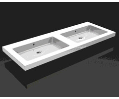 Wiesbaden Wiesbaden Kera wastafel dubbel zonder kraangat 120x46x5 cm keramiek glans wit