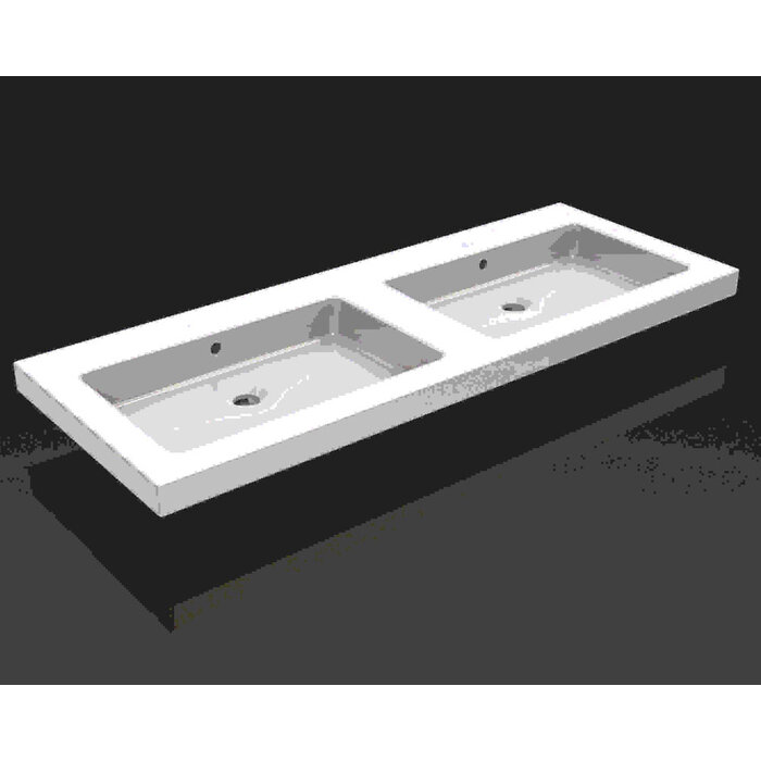 Wiesbaden Wiesbaden Kera wastafel dubbel zonder kraangat 120x46x5 cm keramiek glans wit