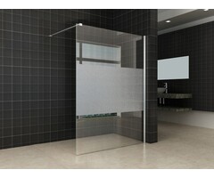 Wiesbaden Comfort inloopdouche 1400 x 2000 x 8 mm nano helder glas met melkglas middenband/chroom