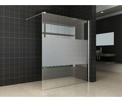 Wiesbaden Comfort inloopdouche 1600 x 2000 x 8 mm nano helder glas met melkglas middenband/chroom