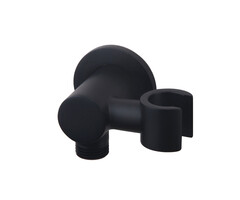 Wandaansluitbocht met kantelbare handdouchehouder rond 1/2" mat zwart