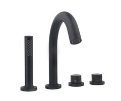 Wiesbaden Caral 4-gats badrandthermostaat afbouwset mat zwart