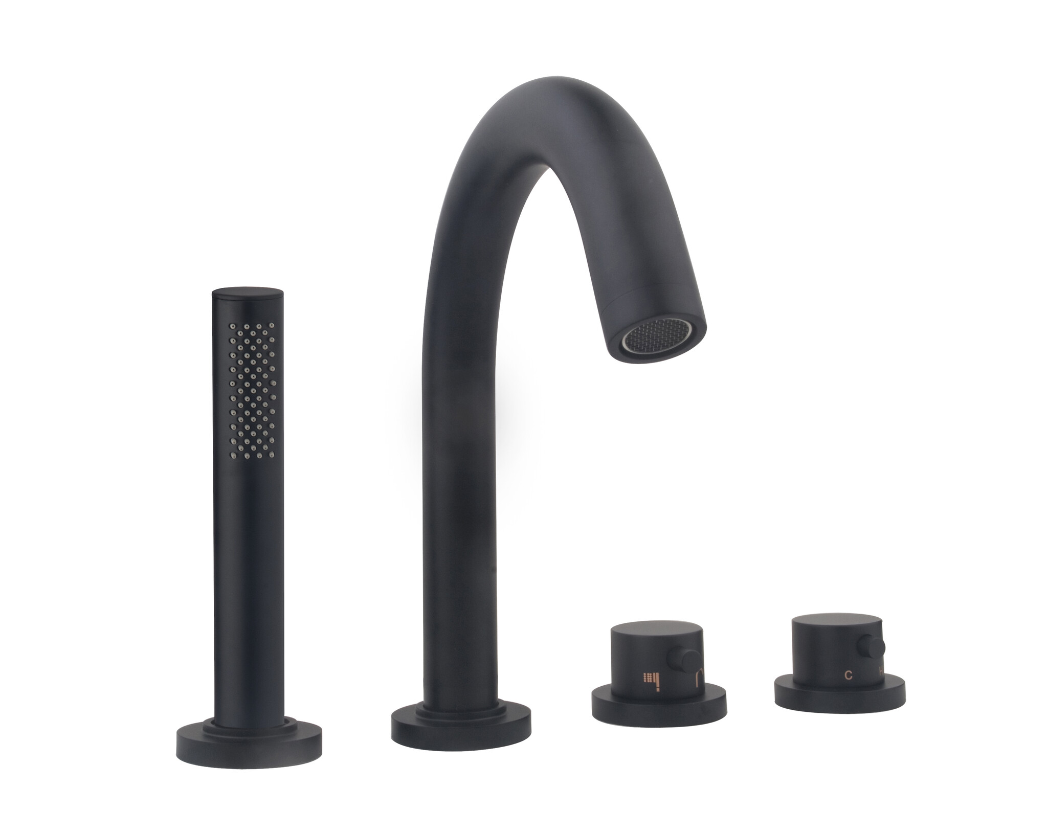 Wiesbaden Wiesbaden Caral 4-gats badrandthermostaat afbouwset mat zwart