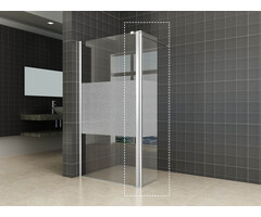 Comfort zijwand draaibaar links 350 x 2000 x 10 mm nano helder glas met melkglas middenband/chroom
