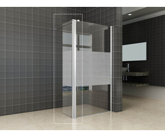 Wiesbaden Comfort zijwand draaibaar rechts 350 x 2000 x 10 mm nano helder glas met melkglas middenband/chroom