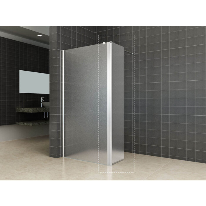 Comfort zijwand draaibaar links 350 x 2000 x 10 mm nano melkglas/chroom