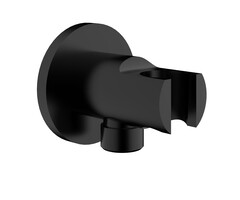 Wandaansluitbocht met handdouchehouder rond 1/2" mat zwart