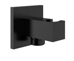 Wandaansluitbocht met handdouchehouder vierkant 1/2" mat zwart