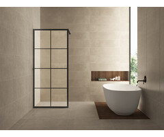 Wiesbaden Maaz inloopdouche met raster en handdoekhouder 1200 x 2000 x 10 mm helder glas/mat zwart