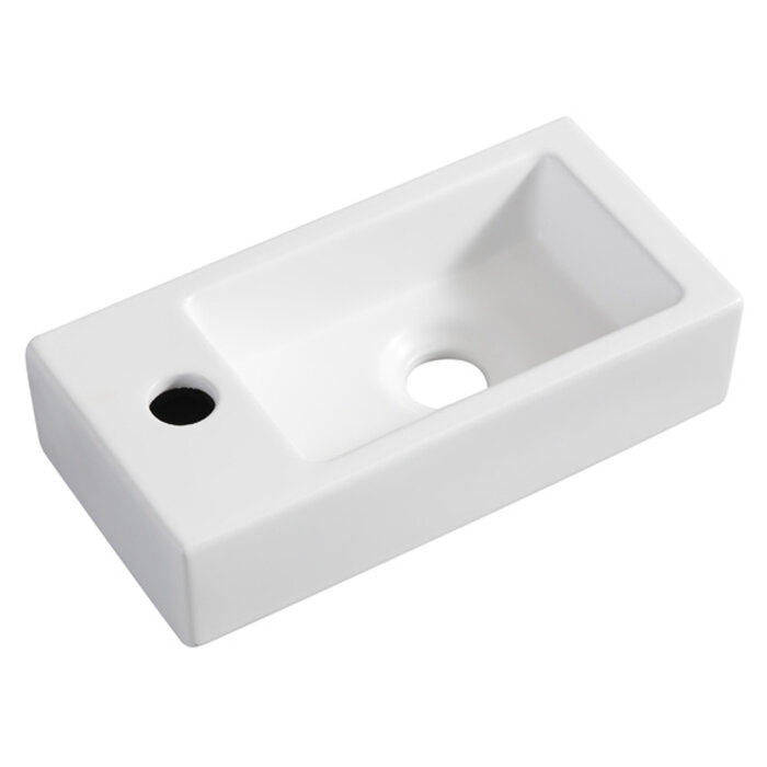 Rhea mini fontein links 36,5 x 18 x 9 cm keramiek mat wit