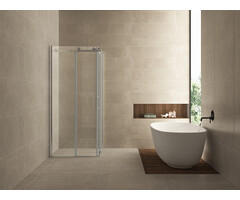 Entra hoekintap cabine met 2 schuifdeuren 900 x 900 x 2000 x 8 mm nano helder glas/chroom