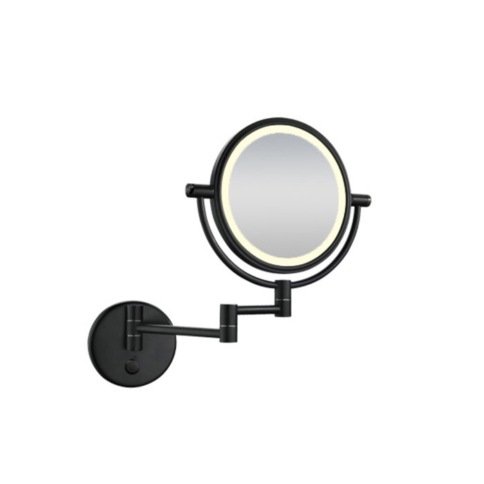 wand scheerspiegel met led verlichting mat zwart