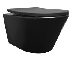Vesta wandcloset rimless met Shade slim toiletzitting softclose en quick release mat zwart