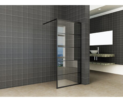 Horizon inloopdouche met raster 900 x 2000 x 8 mm nano helder glas/mat zwart